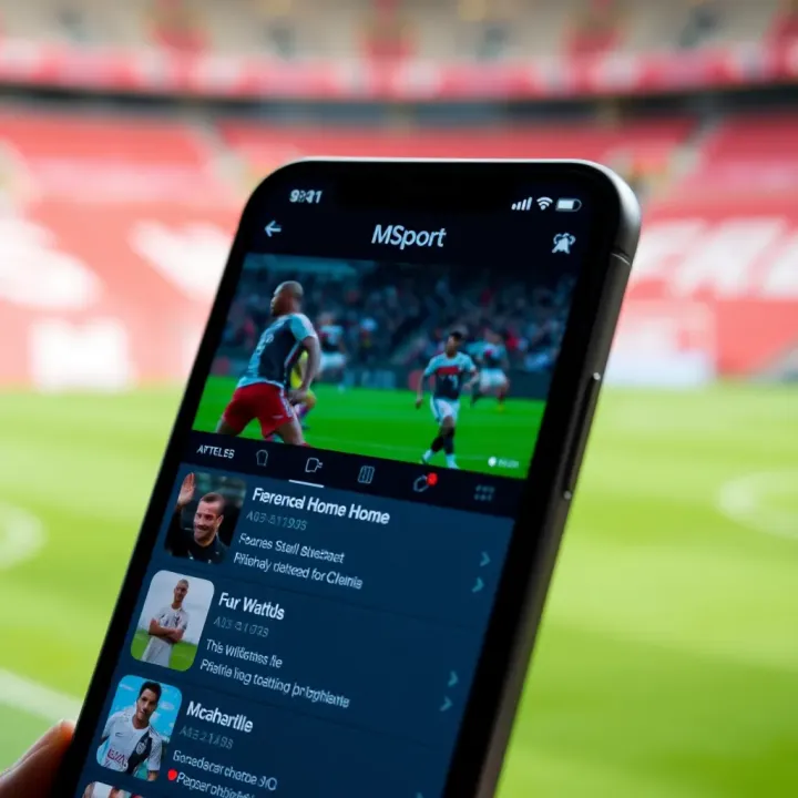Dashboard view of Msport Home platform showing live sports scores and news updates