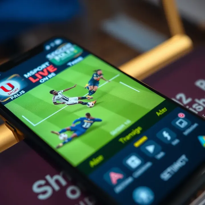 Close-up of a vibrant soccer ball on a digital streaming interface displaying live match updates