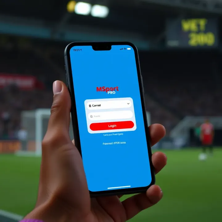 User interface of MSport Pro login screen showing fields for entering username and password