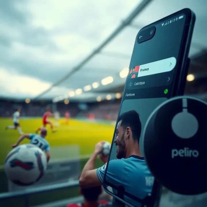 Mobile phone displaying live football match updates on MsportScore app interface with live scores and team details