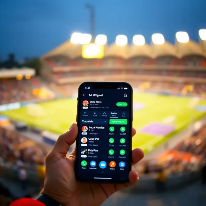 Mobile phone displaying a successful transaction confirmation within the MSport app