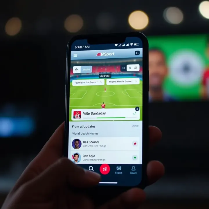 Mobile phone displaying MSport live football scores with Nigerian team matches