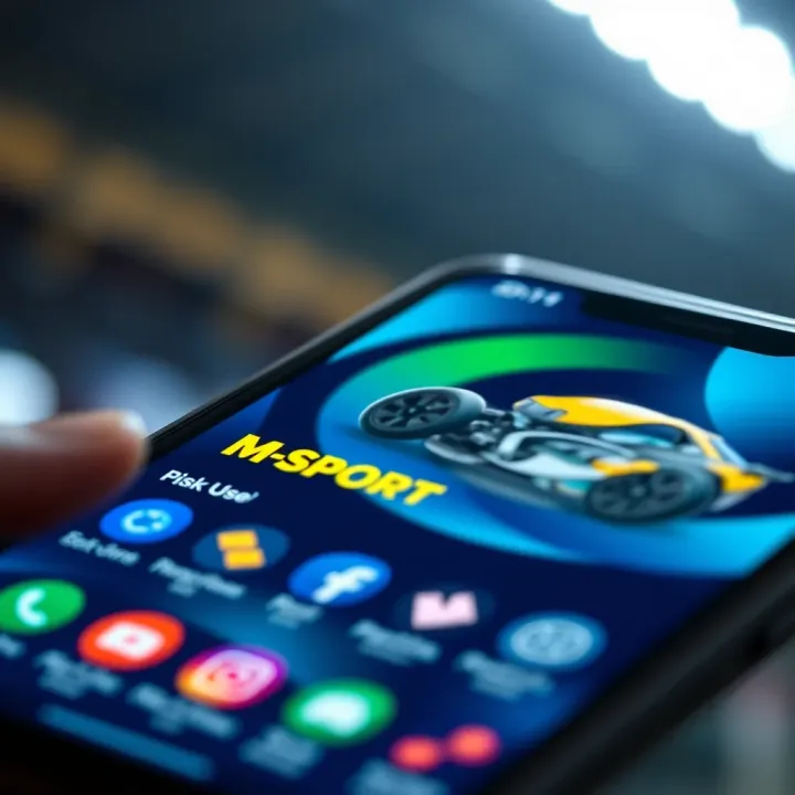 Illustration of a secure smartphone showing download confirmation for M-Sport app in Nigeria