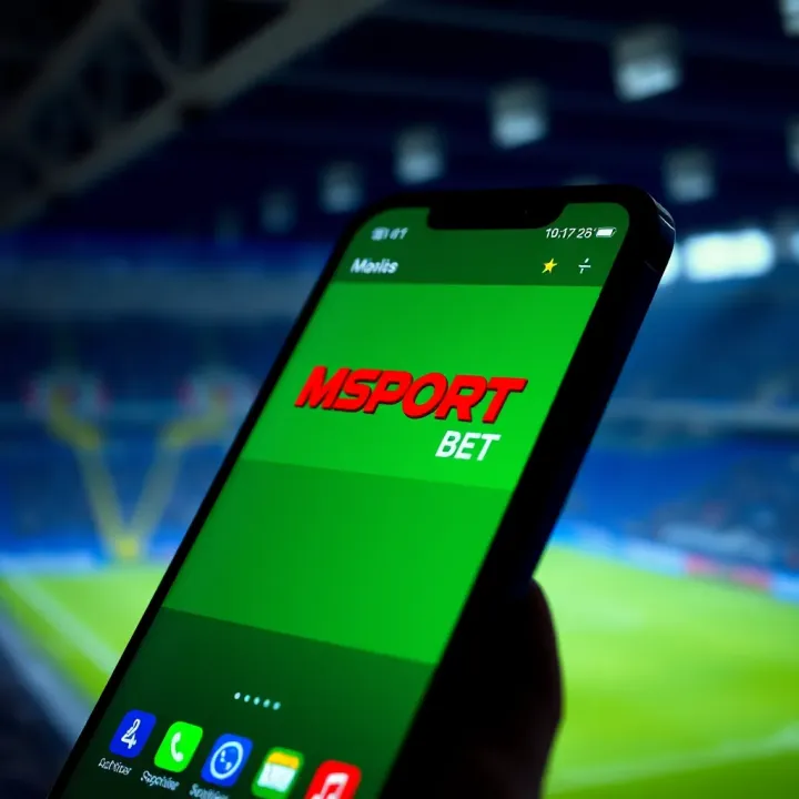 Android smartphone displaying Msport Bet app download screen with clear icon and interface