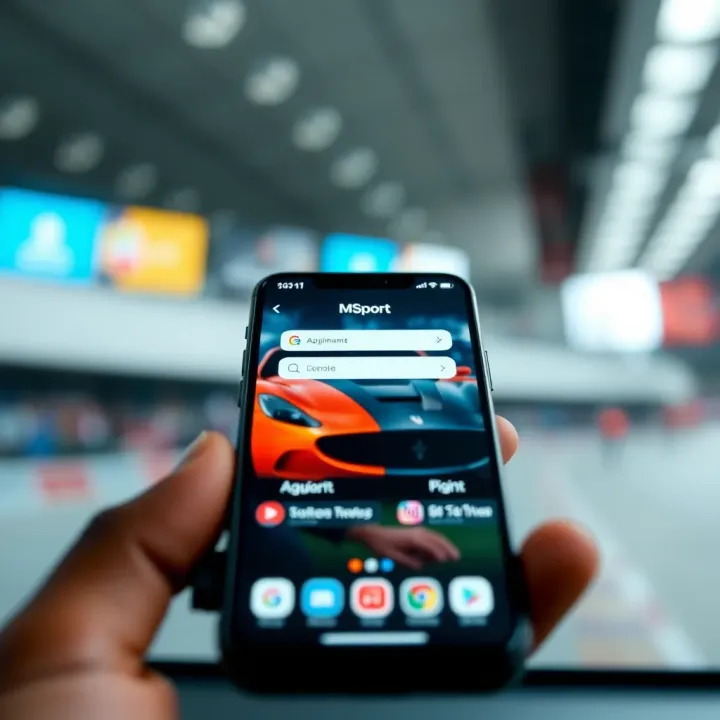Illustration of secure login with a padlock symbol and a smartphone displaying MSport Cameroon app
