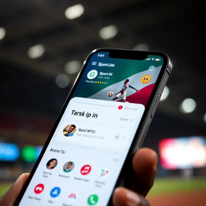 Mobile screen displaying MSport Lite app with sports betting options and secure authentication features