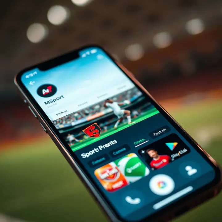 User interface of MSport NG app featuring sports news, streaming options, and navigation menu