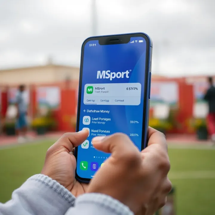 Illustration of secure payment method setup within MSport app interface