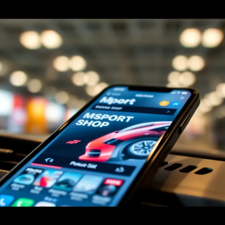 User interface of MSport Shop mobile app showcasing product browsing and account settings