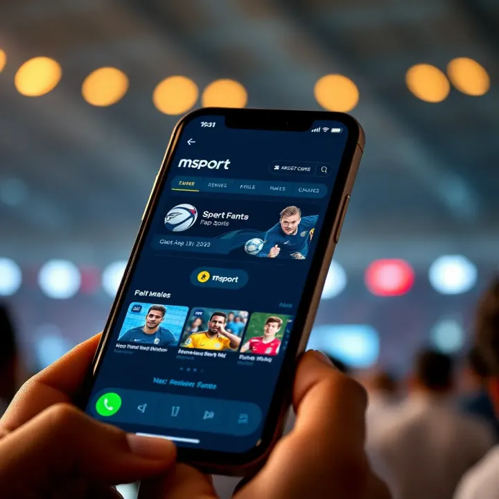 Smartphone displaying Msport app interface with live sports updates