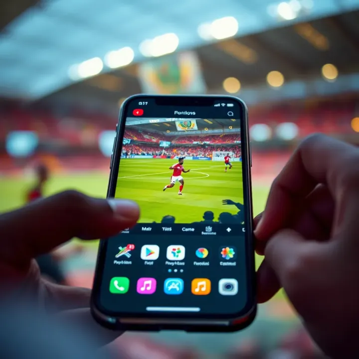 Computer-generated virtual football match illustrating dynamic gameplay and betting interface