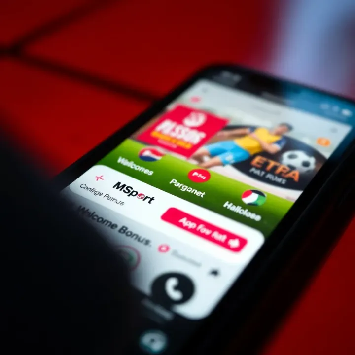 Illustration showing a digital welcome bonus offer on a mobile device screen with promotional elements around it