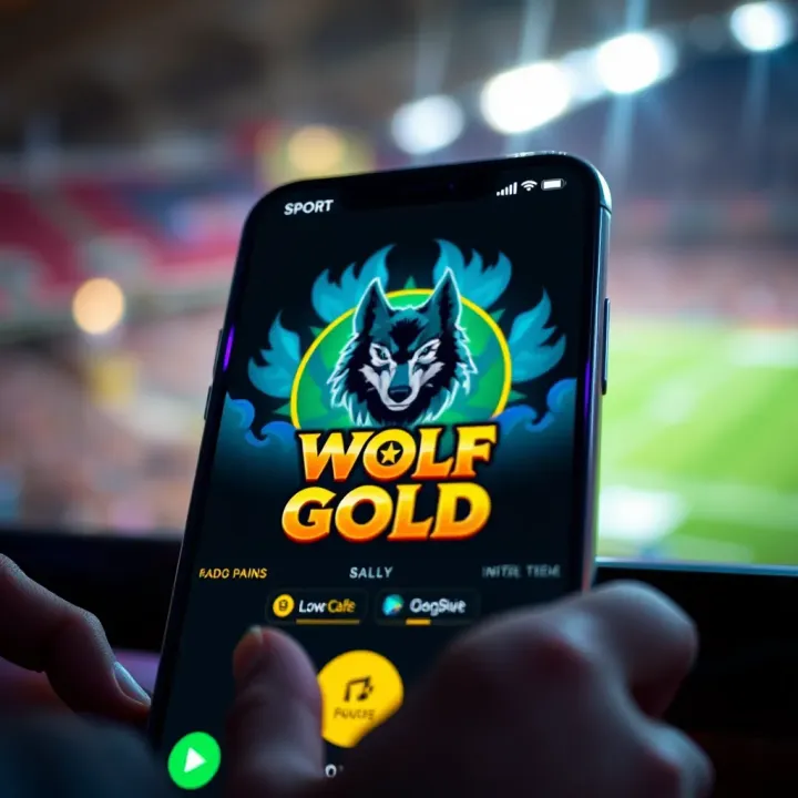 Colorful Wolf Gold slot machine interface featuring reels with symbols like wolves, eagles, and gold coins