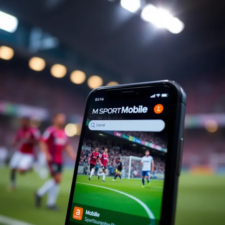 User navigating Msport Mobile app on smartphone with Nigerian sports content
