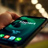 Mobile phone displaying MSport Pro streaming features with icons for live sports events and secure login