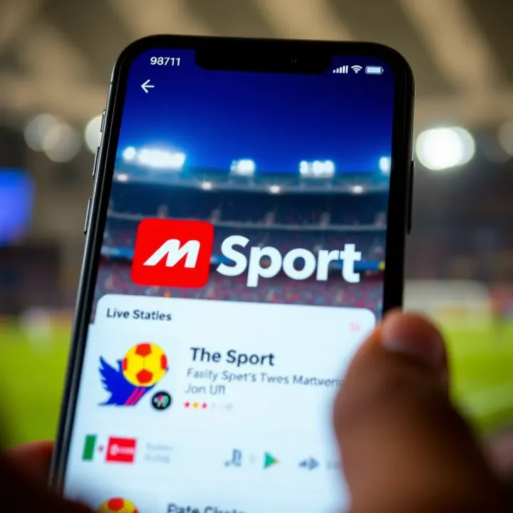 A vibrant live sports streaming interface showing football and basketball games on a digital device